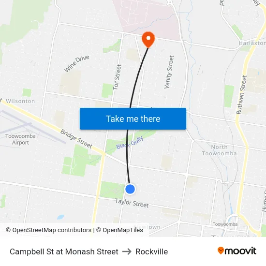 Campbell St at Monash Street to Rockville map