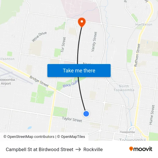 Campbell St at Birdwood Street to Rockville map