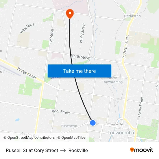 Russell St at Cory Street to Rockville map