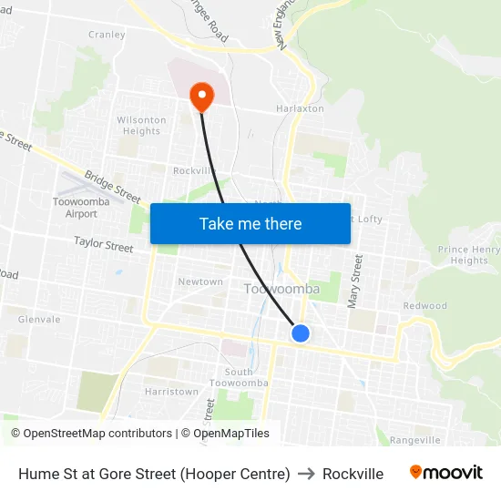 Hume St at Gore Street (Hooper Centre) to Rockville map