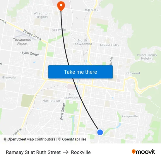 Ramsay St at Ruth Street to Rockville map