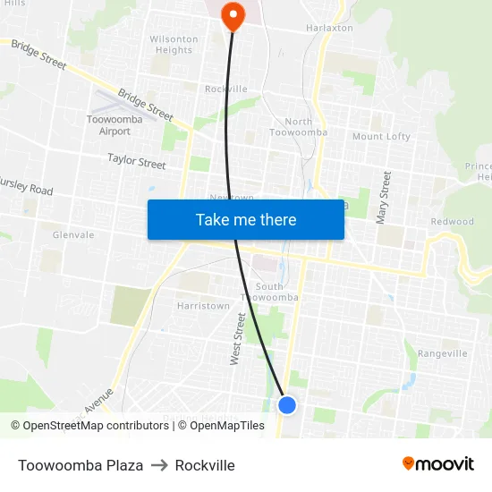 Toowoomba Plaza to Rockville map