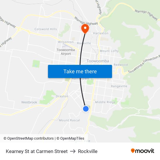 Kearney St at Carmen Street to Rockville map