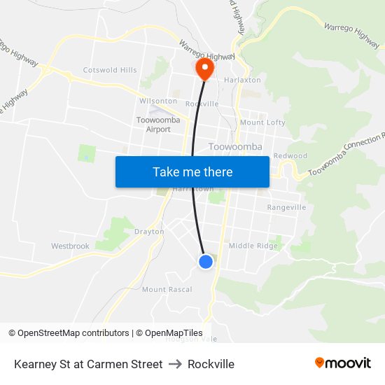 Kearney St at Carmen Street to Rockville map