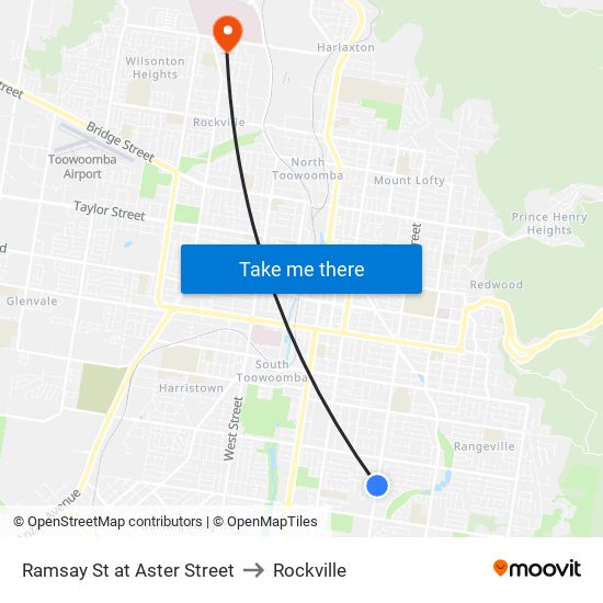 Ramsay St at Aster Street to Rockville map