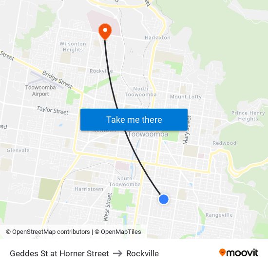 Geddes St at Horner Street to Rockville map