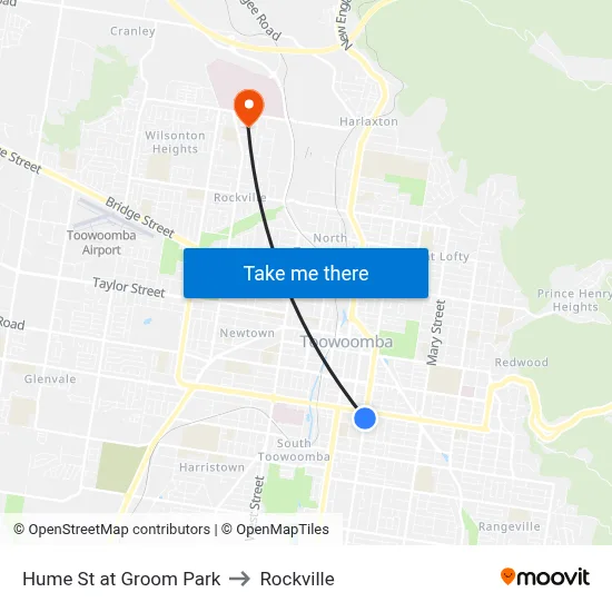 Hume St at Groom Park to Rockville map