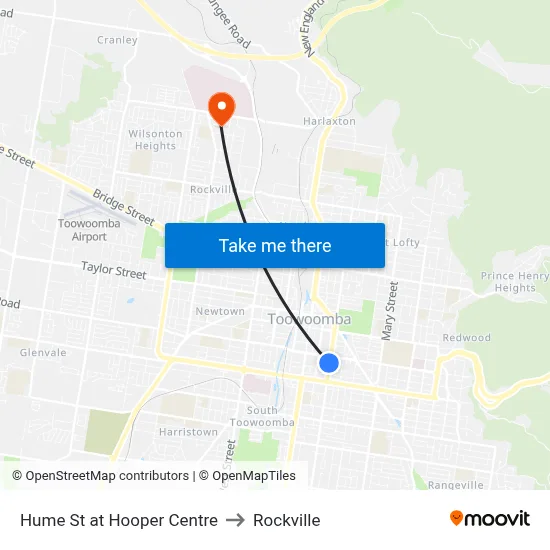 Hume St at Hooper Centre to Rockville map