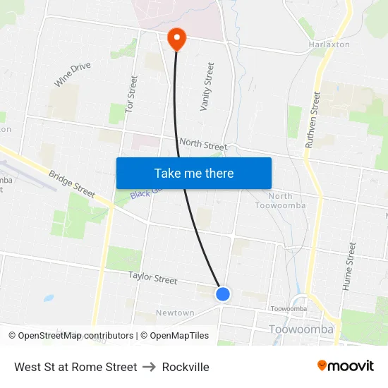 West St at Rome Street to Rockville map