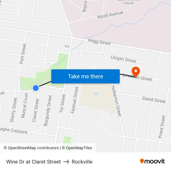 Wine Dr at Claret Street to Rockville map