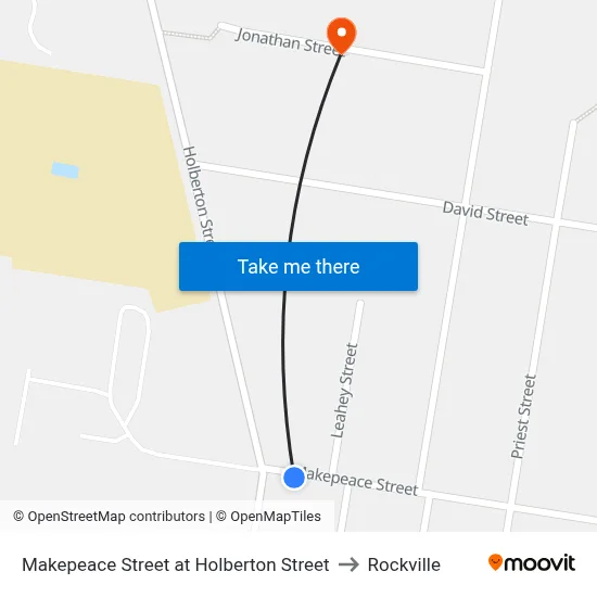 Makepeace Street at Holberton Street to Rockville map