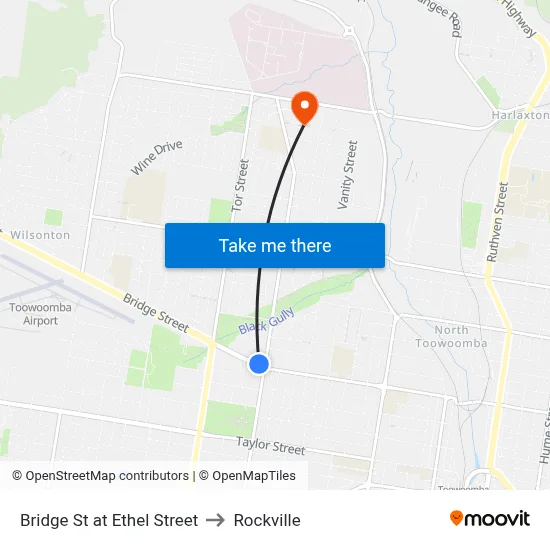 Bridge St at Ethel Street to Rockville map