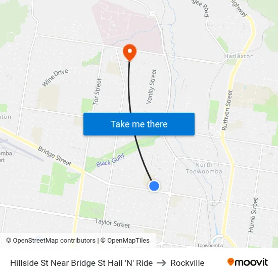 Hillside St Near Bridge St Hail 'N' Ride to Rockville map