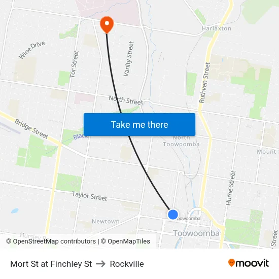 Mort St at Finchley St to Rockville map