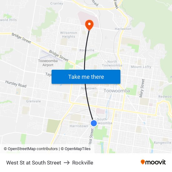 West St at South Street to Rockville map