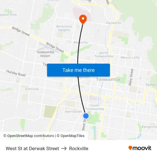 West St at Derwak Street to Rockville map