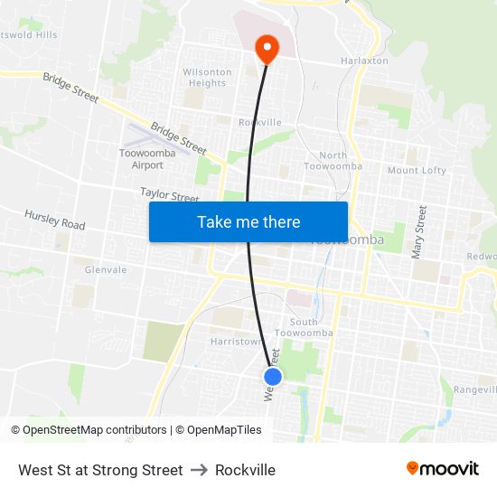 West St at Strong Street to Rockville map