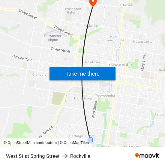 West St at Spring Street to Rockville map