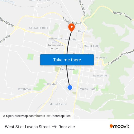 West St at Lavena Street to Rockville map