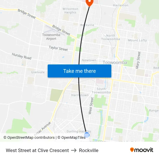 West Street at Clive Crescent to Rockville map