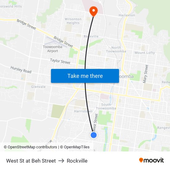 West St at Beh Street to Rockville map