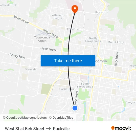 West St at Beh Street to Rockville map