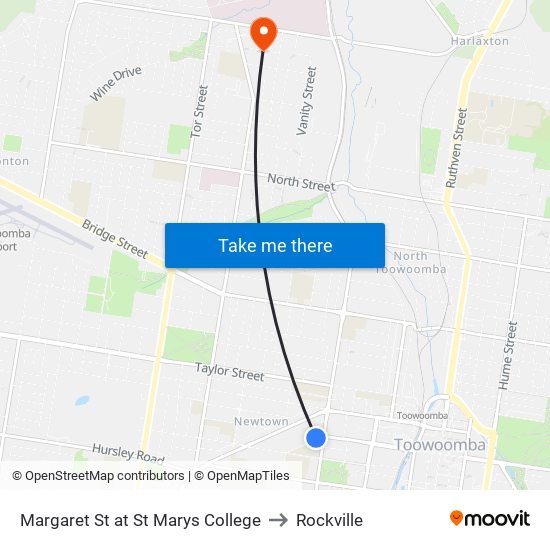 Margaret St at St Marys College to Rockville map