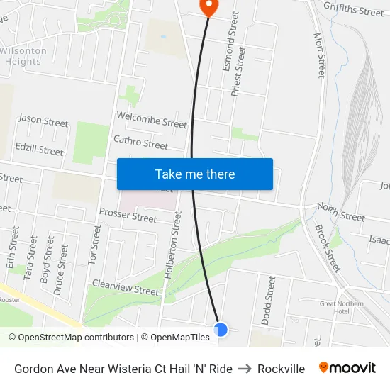 Gordon Ave Near Wisteria Ct Hail 'N' Ride to Rockville map