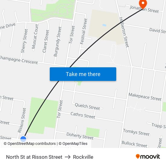 North St at Risson Street to Rockville map