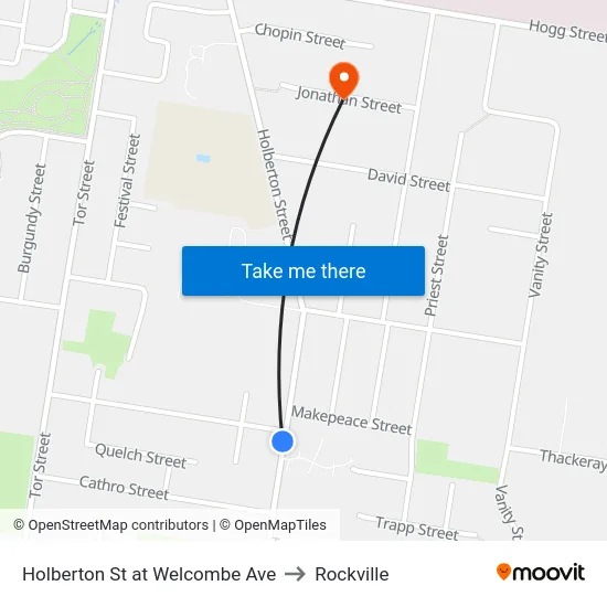 Holberton St at Welcombe Ave to Rockville map