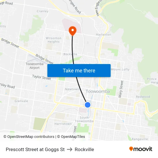 Prescott Street at Goggs St to Rockville map