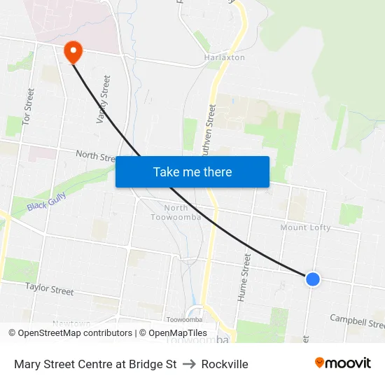 Mary Street Centre at Bridge St to Rockville map