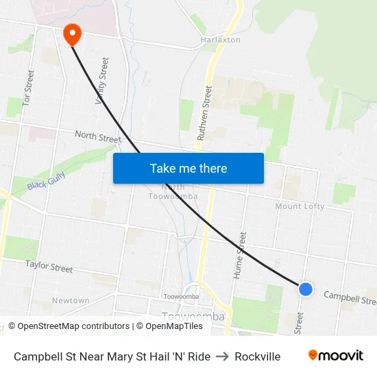 Campbell St Near Mary St Hail 'N' Ride to Rockville map