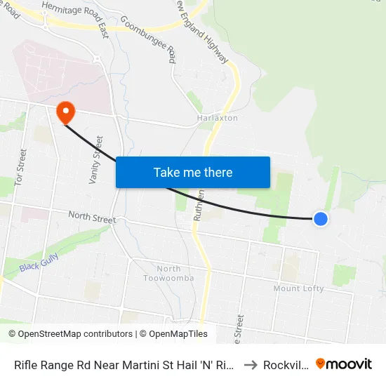 Rifle Range Rd Near Martini St Hail 'N' Ride to Rockville map