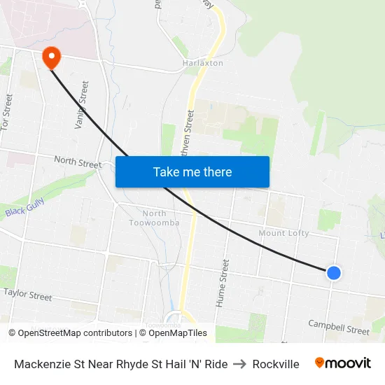 Mackenzie St Near Rhyde St Hail 'N' Ride to Rockville map