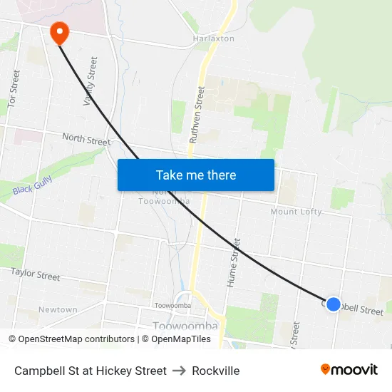 Campbell St at Hickey Street to Rockville map
