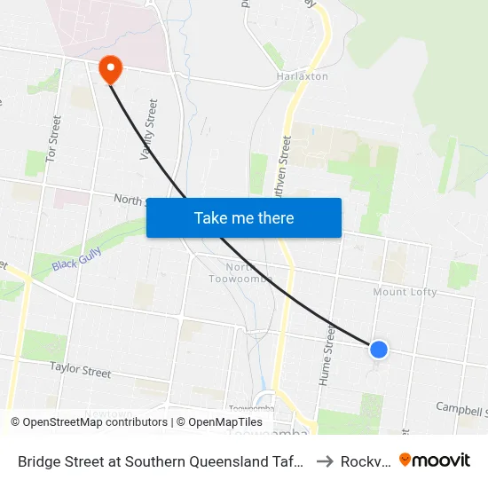 Bridge Street at Southern Queensland Tafe College to Rockville map