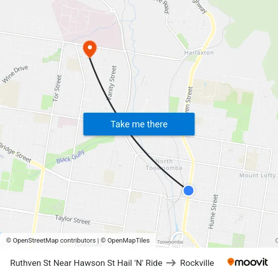 Ruthven St Near Hawson St Hail 'N' Ride to Rockville map