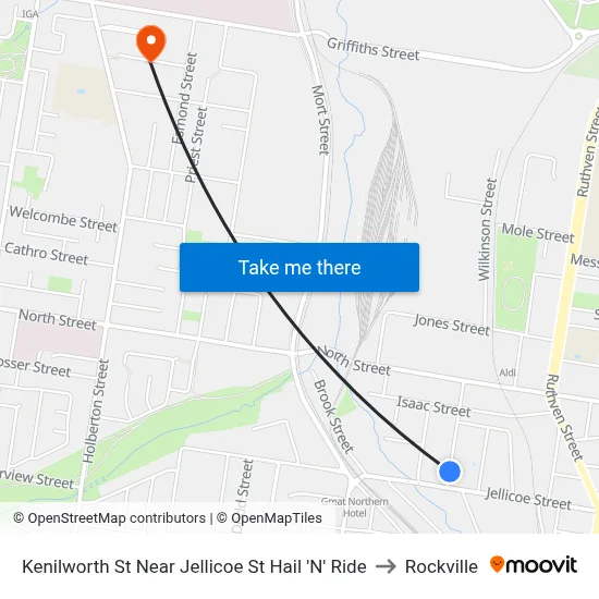 Kenilworth St Near Jellicoe St Hail 'N' Ride to Rockville map