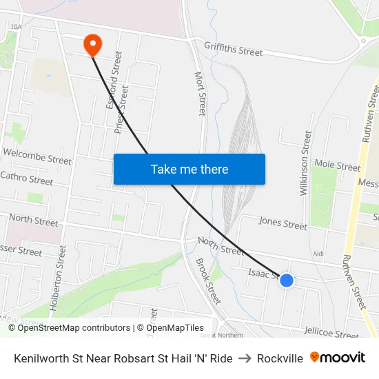 Kenilworth St Near Robsart St Hail 'N' Ride to Rockville map