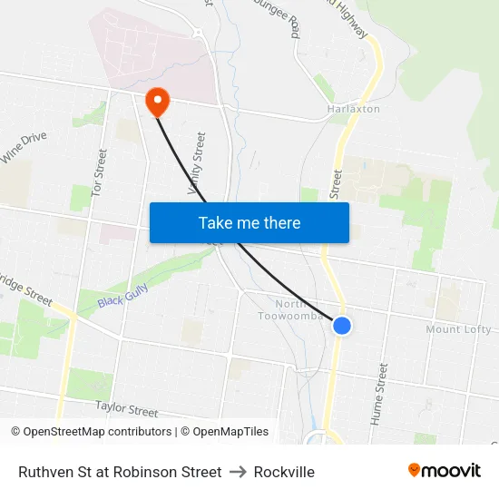 Ruthven St at Robinson Street to Rockville map