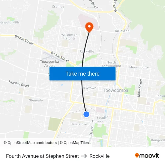 Fourth Avenue at Stephen Street to Rockville map