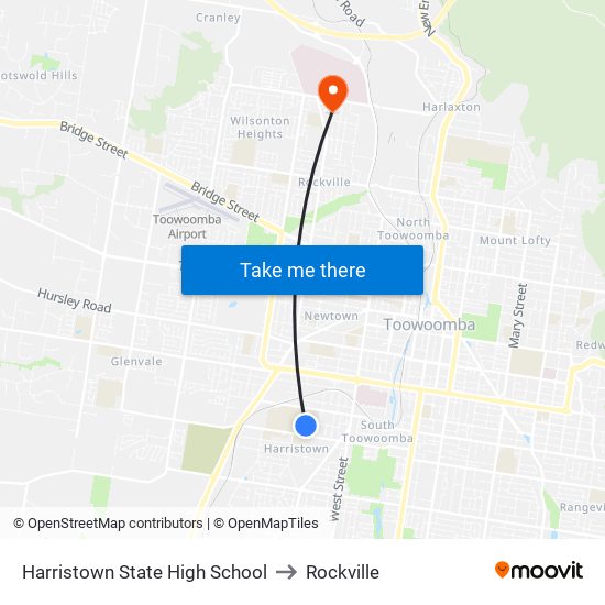 Harristown State High School to Rockville map
