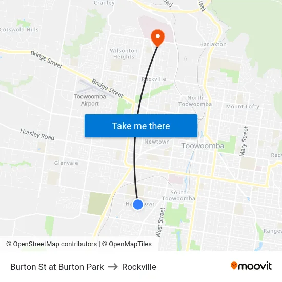 Burton St at Burton Park to Rockville map