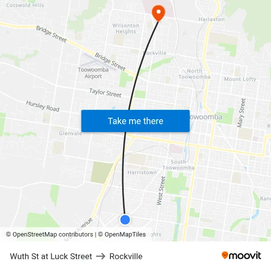 Wuth St at Luck Street to Rockville map