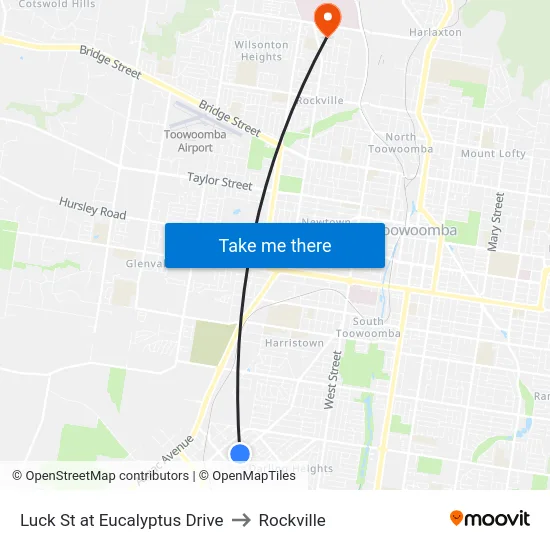 Luck St at Eucalyptus Drive to Rockville map