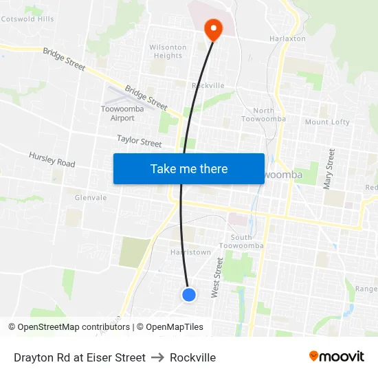 Drayton Rd at Eiser Street to Rockville map
