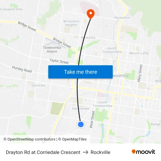 Drayton Rd at Corriedale Crescent to Rockville map