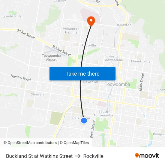 Buckland St at Watkins Street to Rockville map