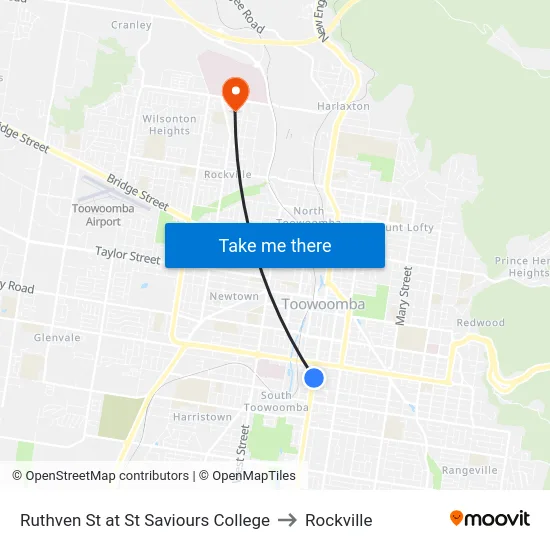 Ruthven St at St Saviours College to Rockville map